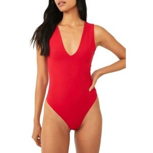 NWT Free people red low neck intimately bodysuit Sz XS